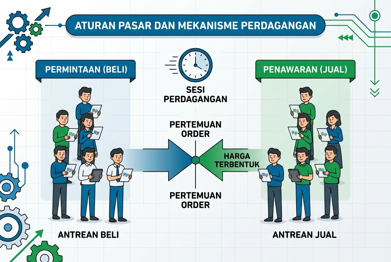 Diagram mekanisme perdagangan di bursa saham